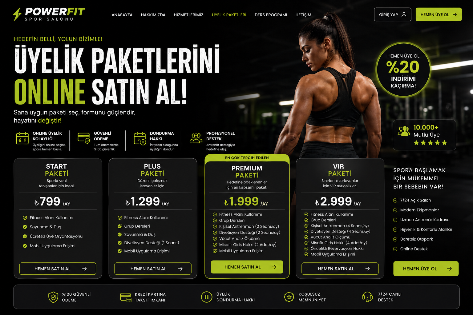 Hazır Spor Salonu Sitesi tasarımı - hazır web sitesi