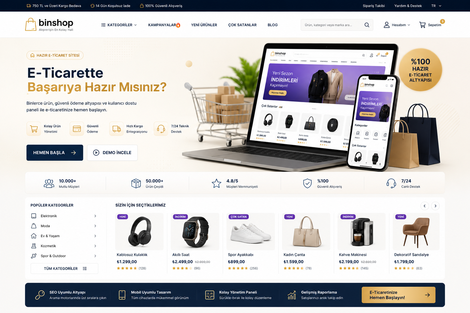 Hazır E-Ticaret Sitesi tasarımı - hazır web sitesi