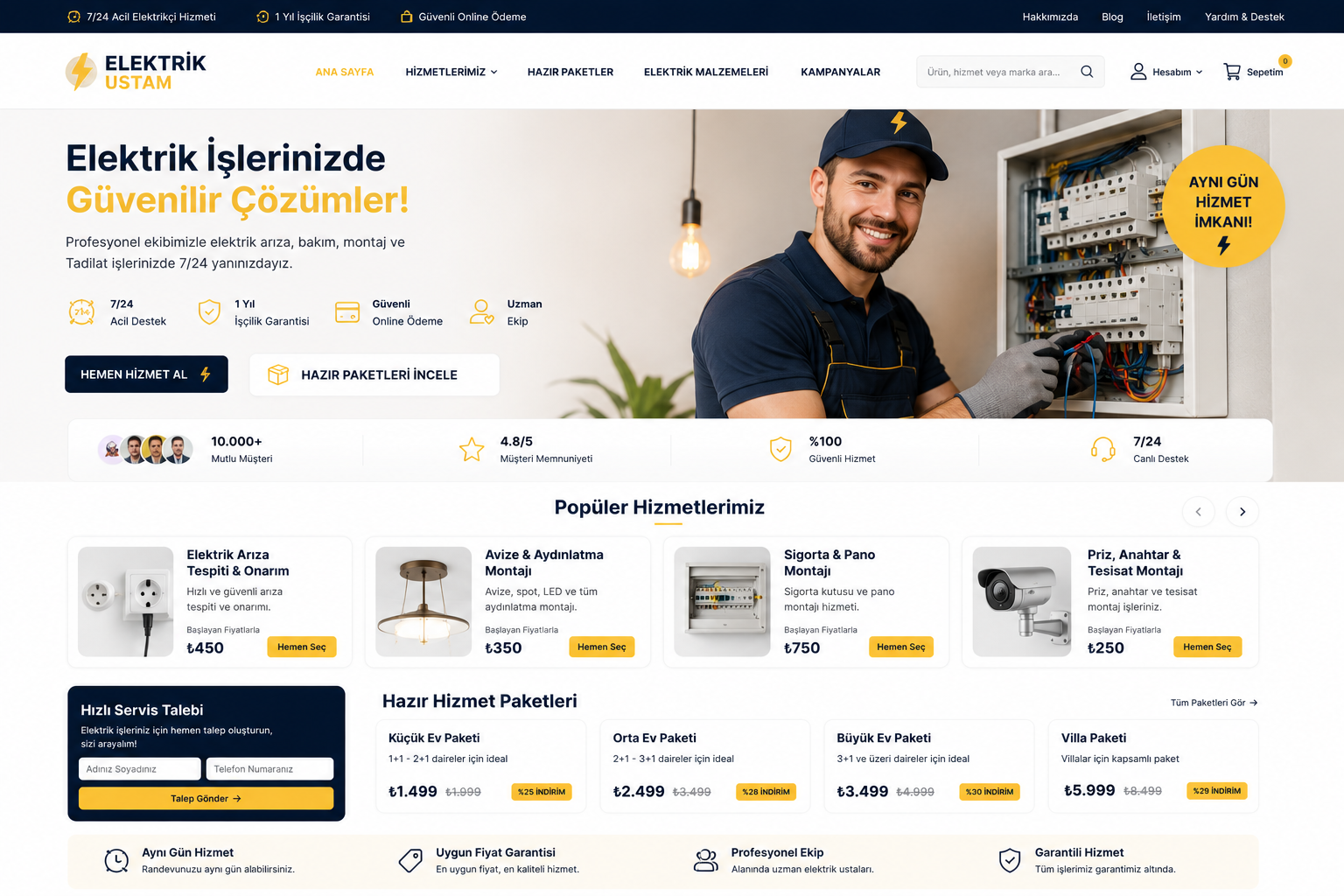 Hazır Elektrikçi Sitesi tasarımı - hazır web sitesi