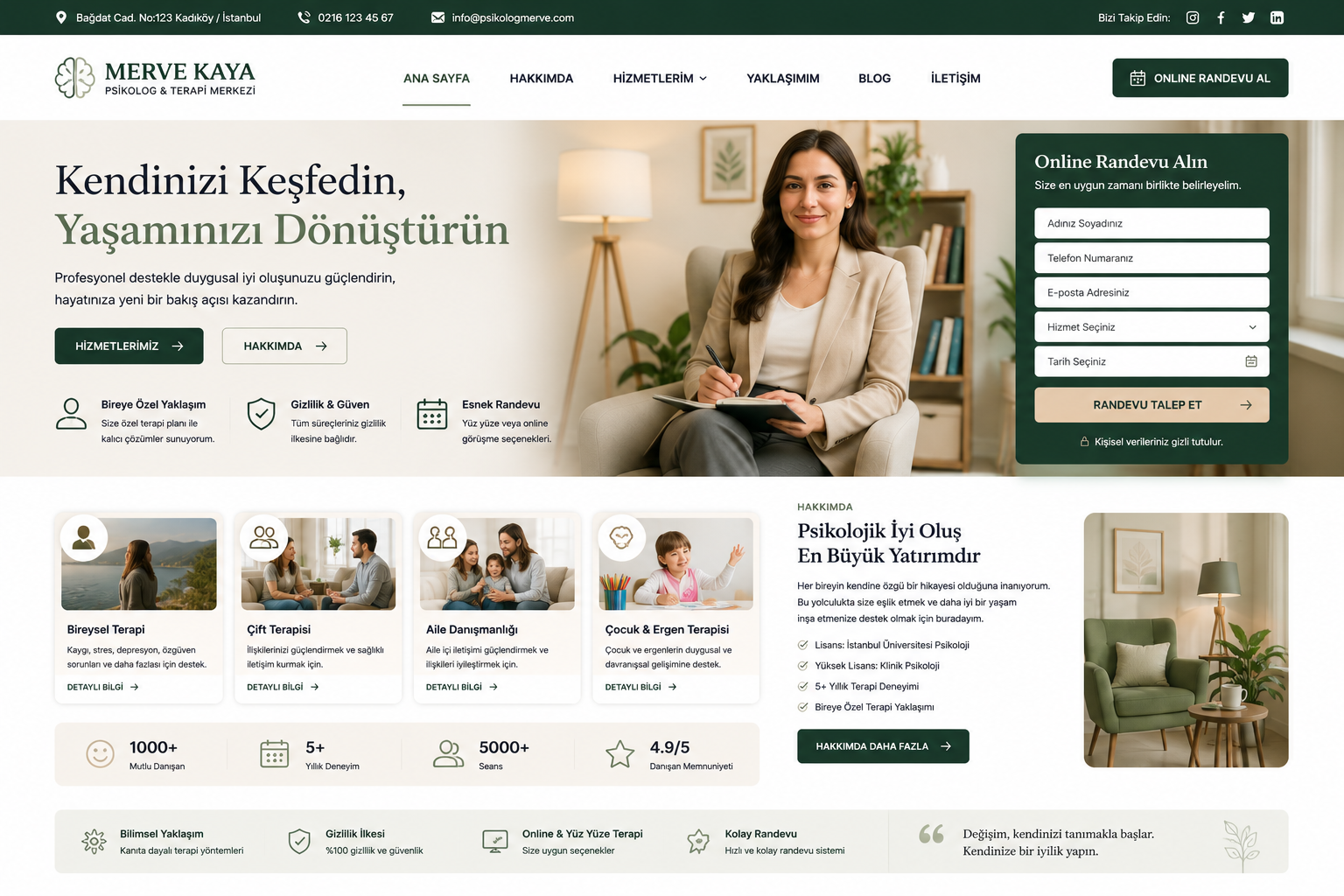 Hazır Psikolog / Terapi tasarımı - hazır web sitesi