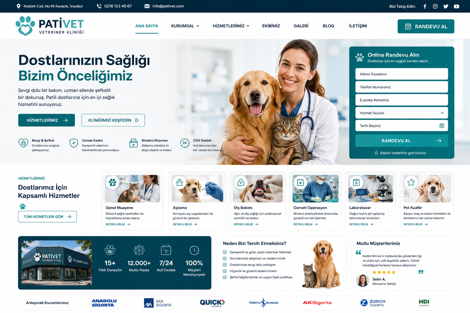 Hazır Veteriner Kliniği tasarımı - hazır web sitesi