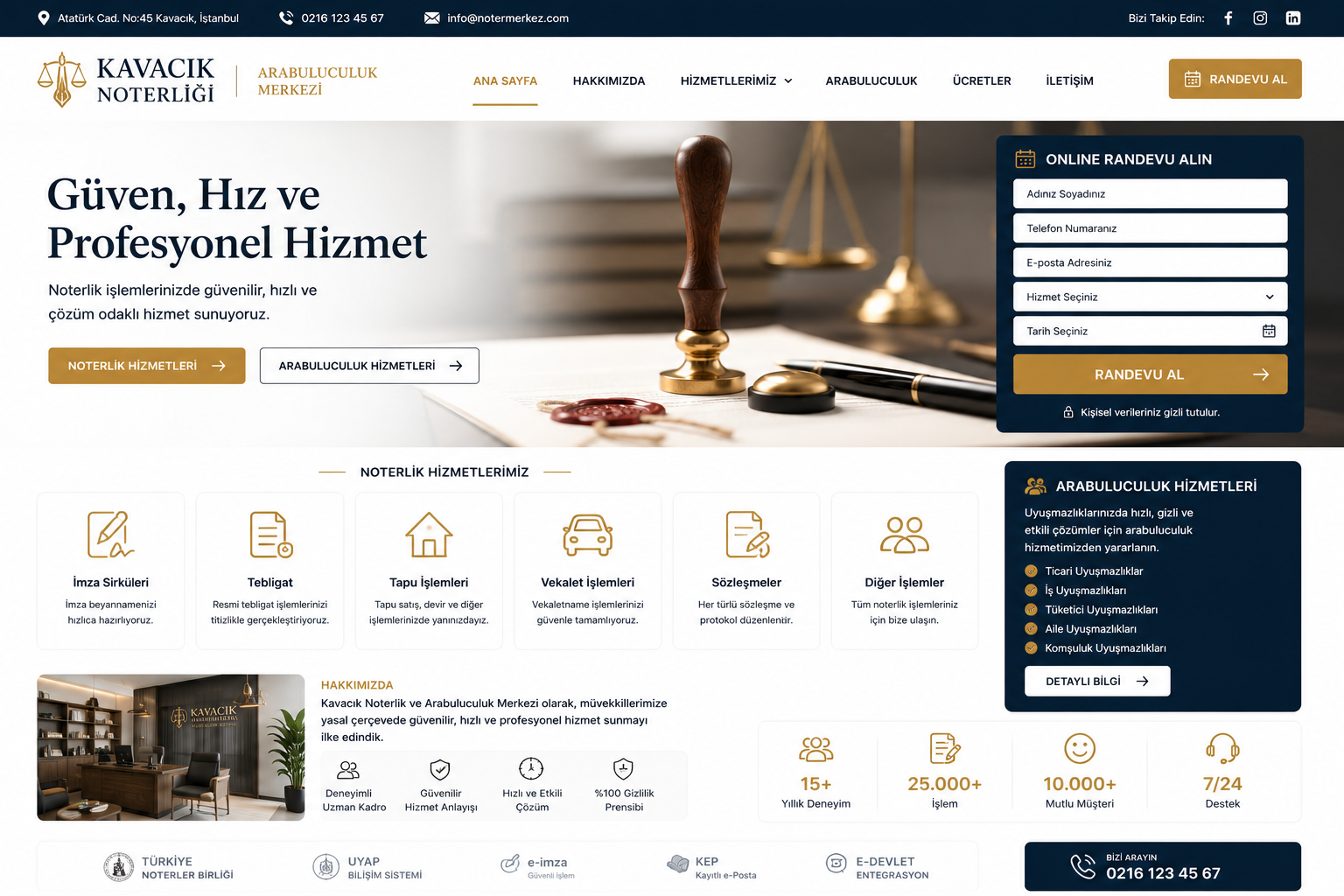 Hazır Noter / Arabulucu tasarımı - hazır web sitesi
