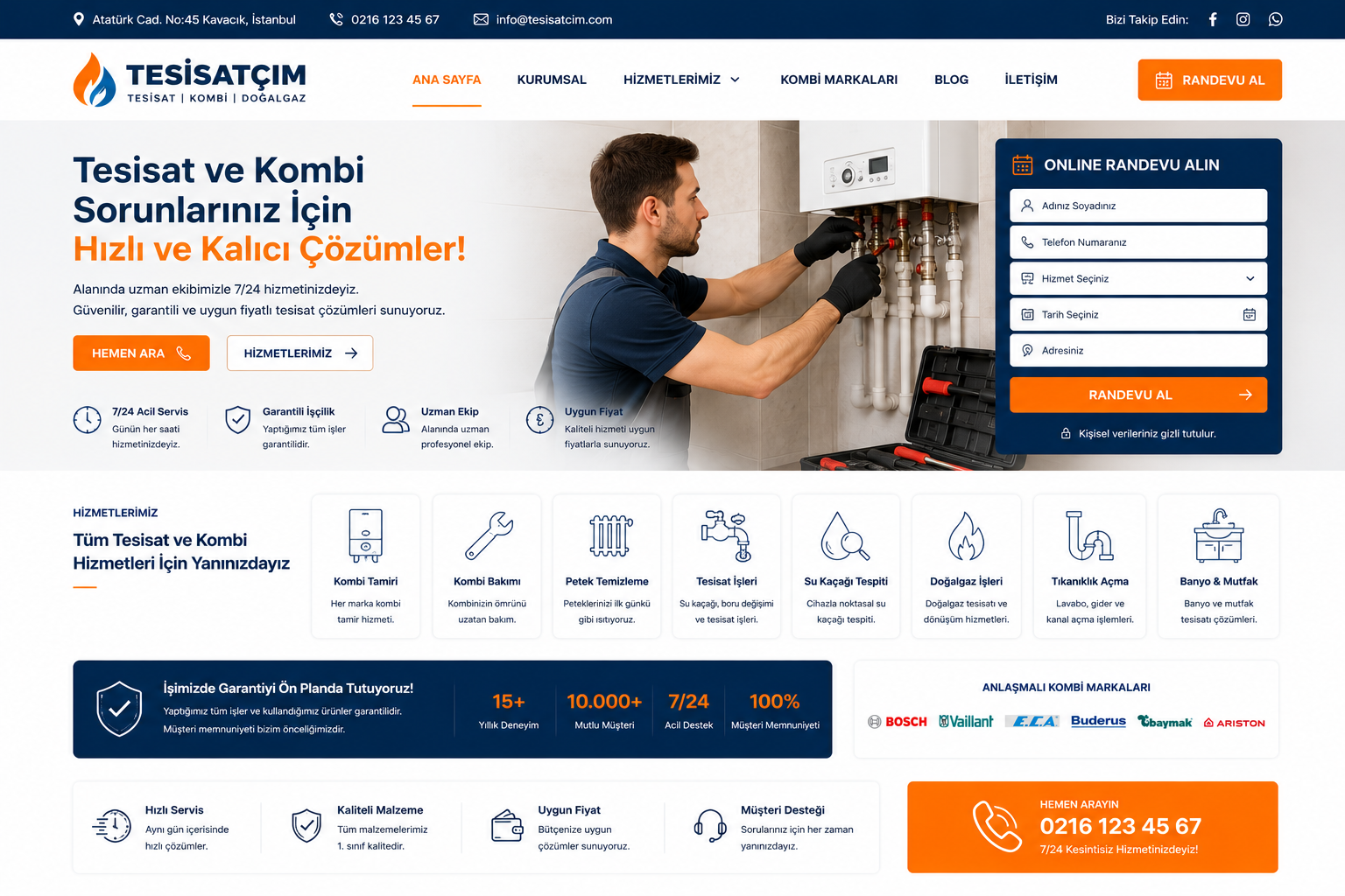 Hazır Tesisatçı / Kombi tasarımı - hazır web sitesi