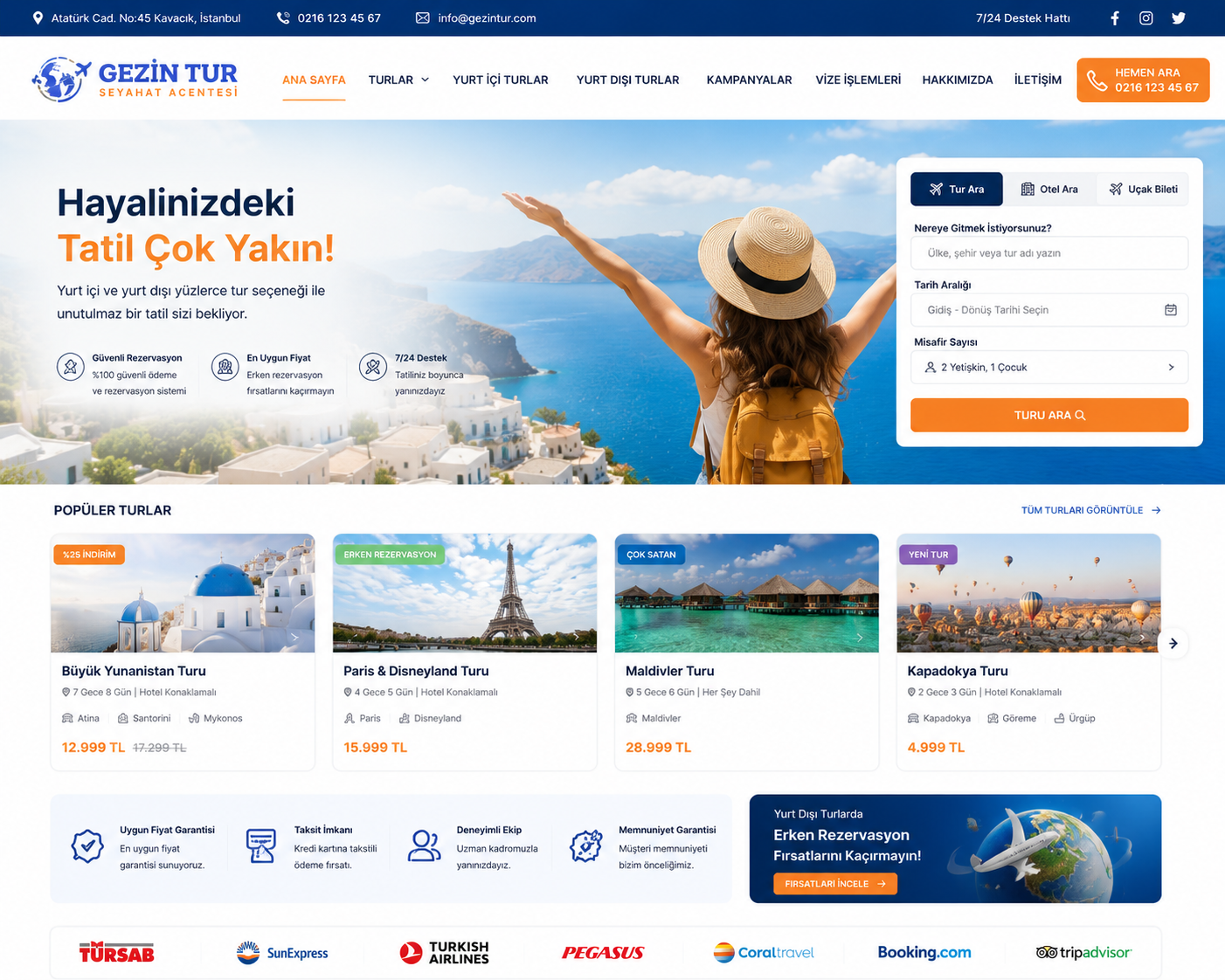 Hazır Tur / Seyahat Acentesi tasarımı - hazır web sitesi