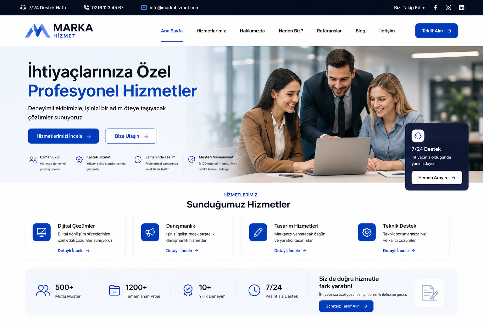 Hazır Hizmet Tanıtım Sitesi tasarımı - hazır web sitesi