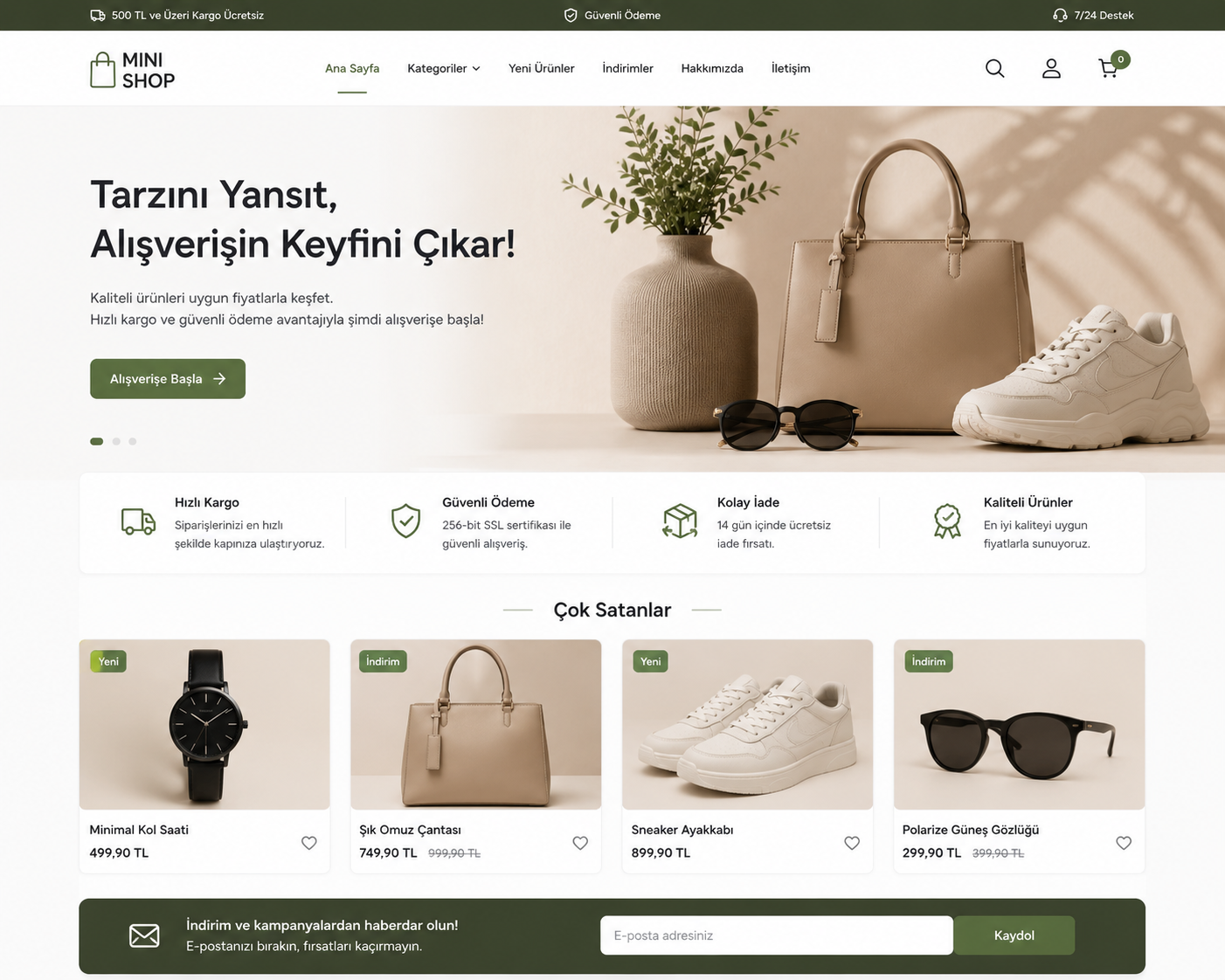 Hazır E-Ticaret Mini Site tasarımı - hazır web sitesi