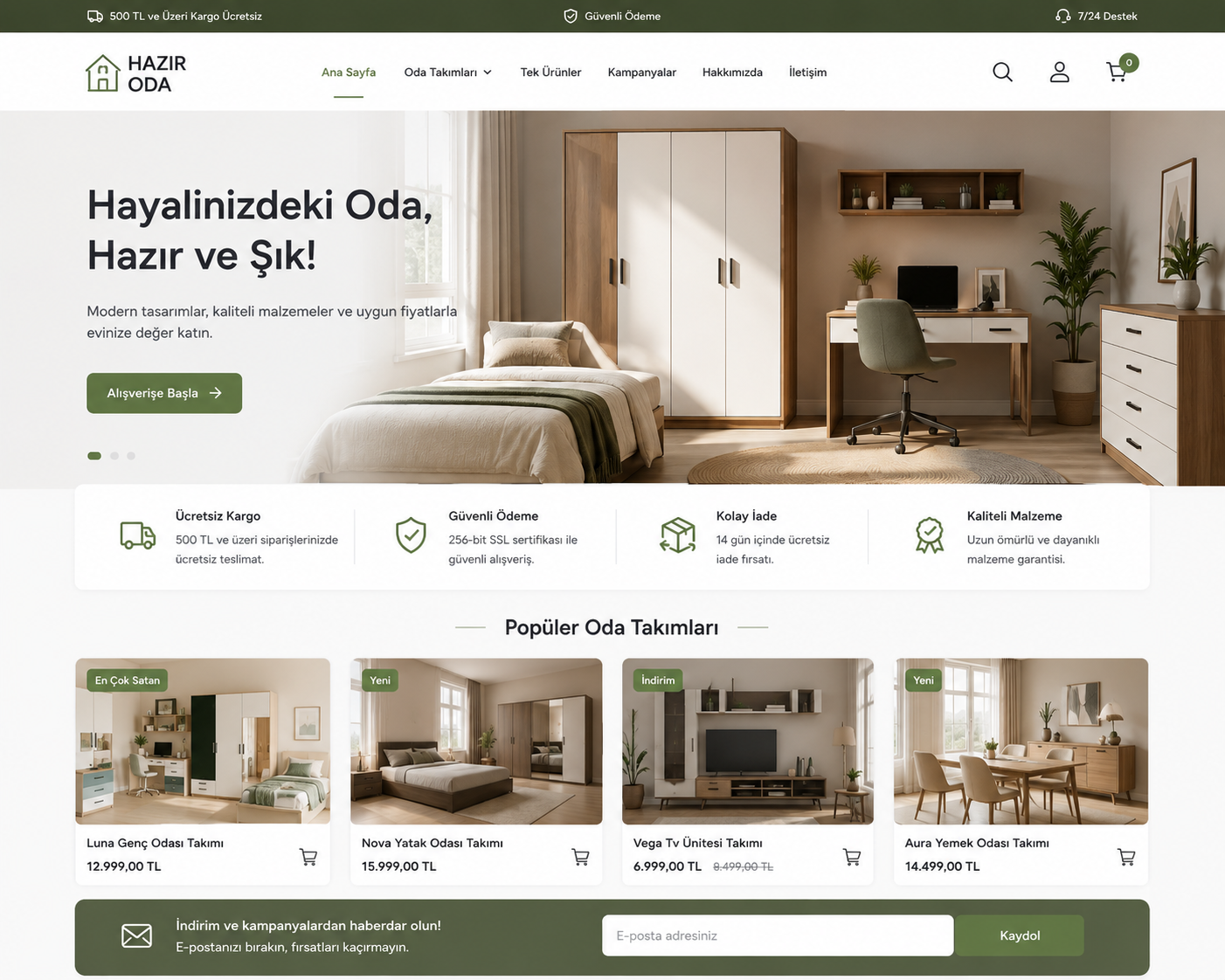 Hazır Oda Sitesi tasarımı - hazır web sitesi