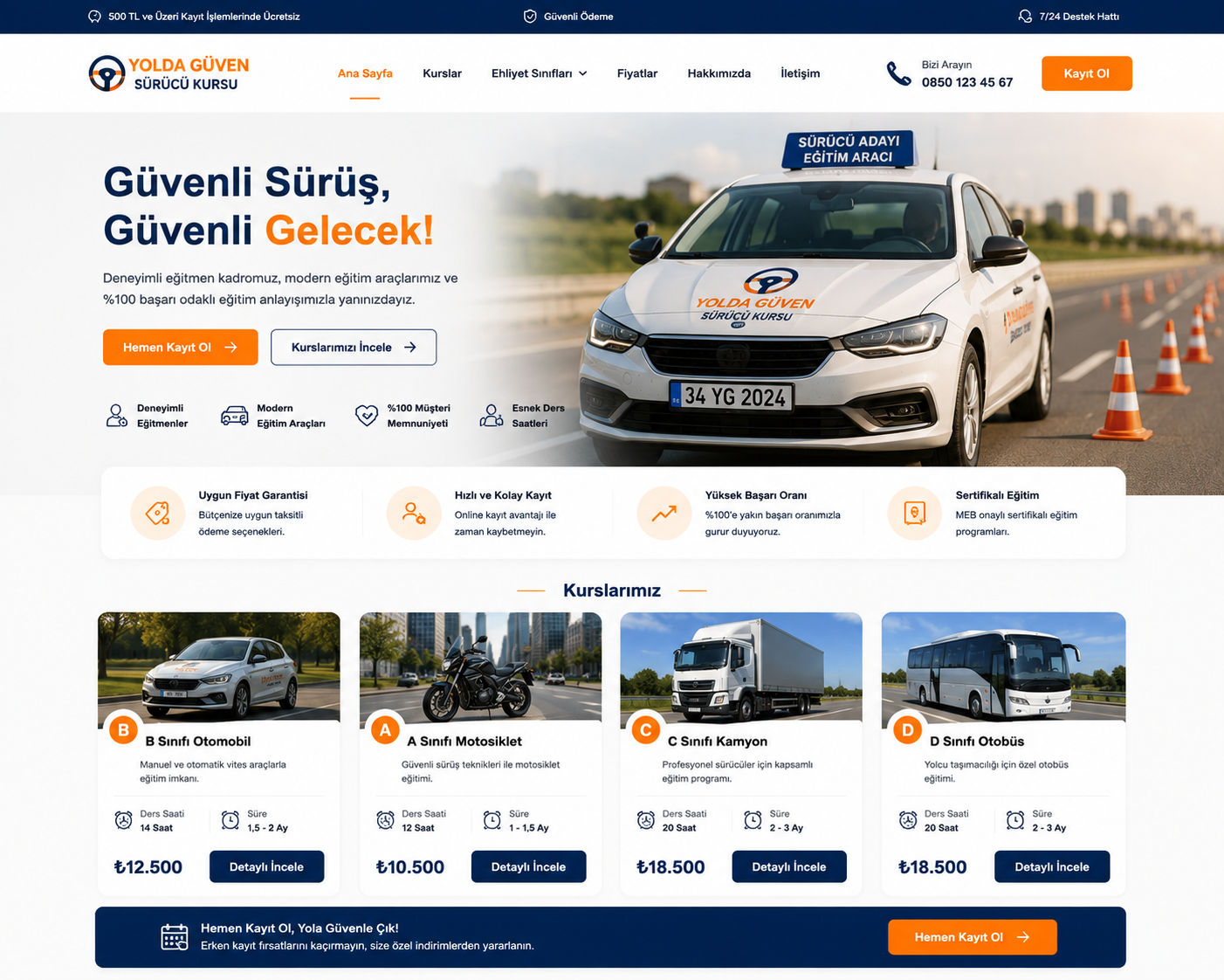 Hazır Ehliyet / Sürücü Kursu tasarımı - hazır web sitesi