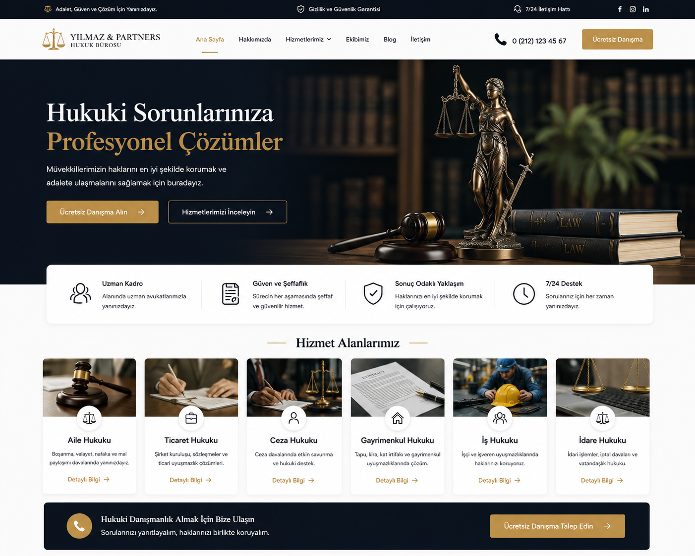 Hazır Avukat Sitesi tasarımı - hazır web sitesi