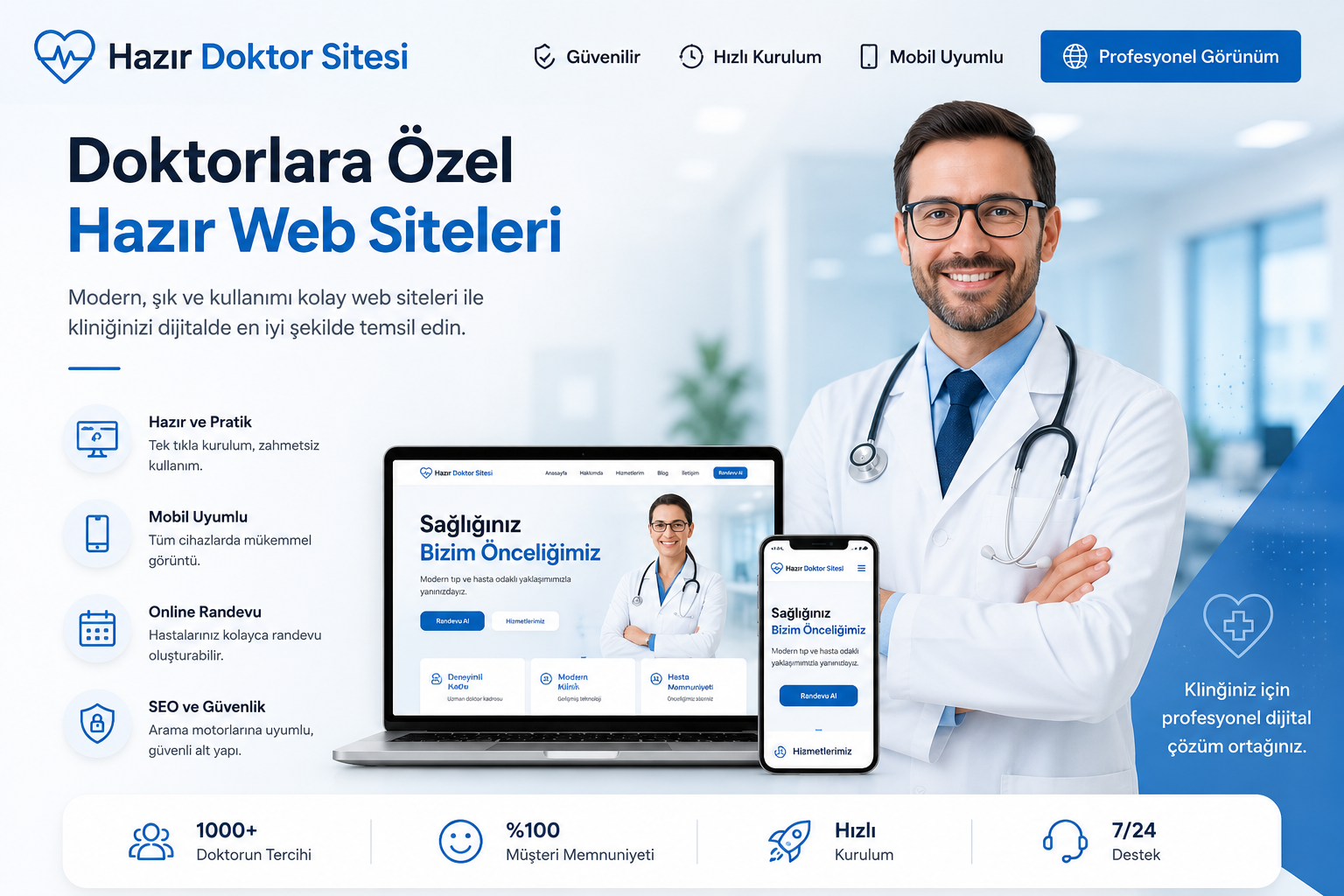 Hazır Doktor Sitesi tasarımı - hazır web sitesi
