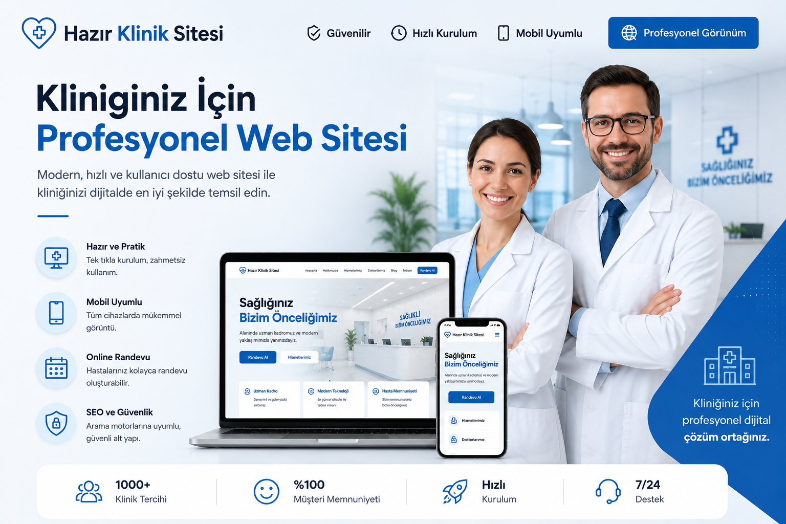 Hazır Klinik Sitesi tasarımı - hazır web sitesi