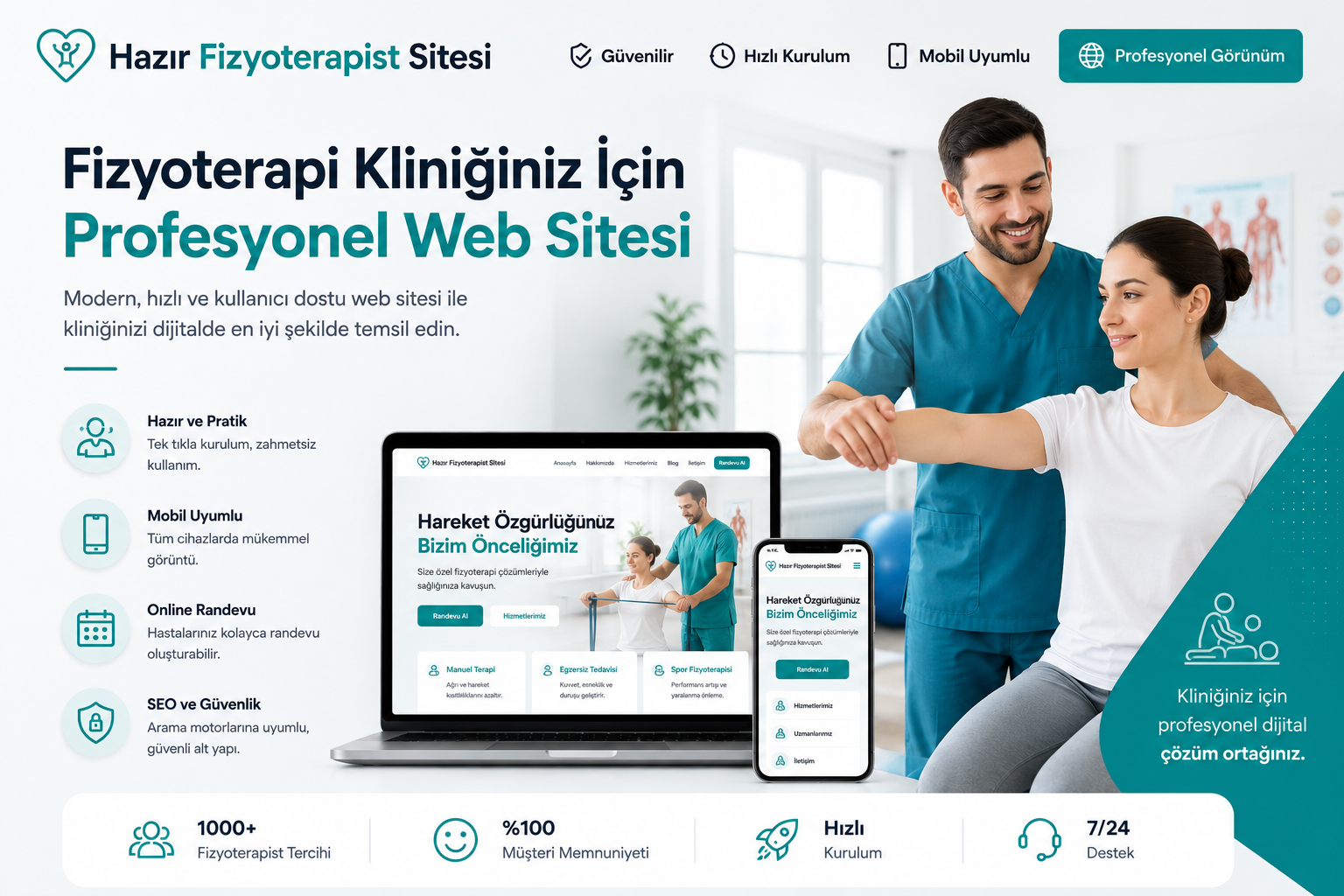 Hazır Fizyoterapist Sitesi tasarımı - hazır web sitesi
