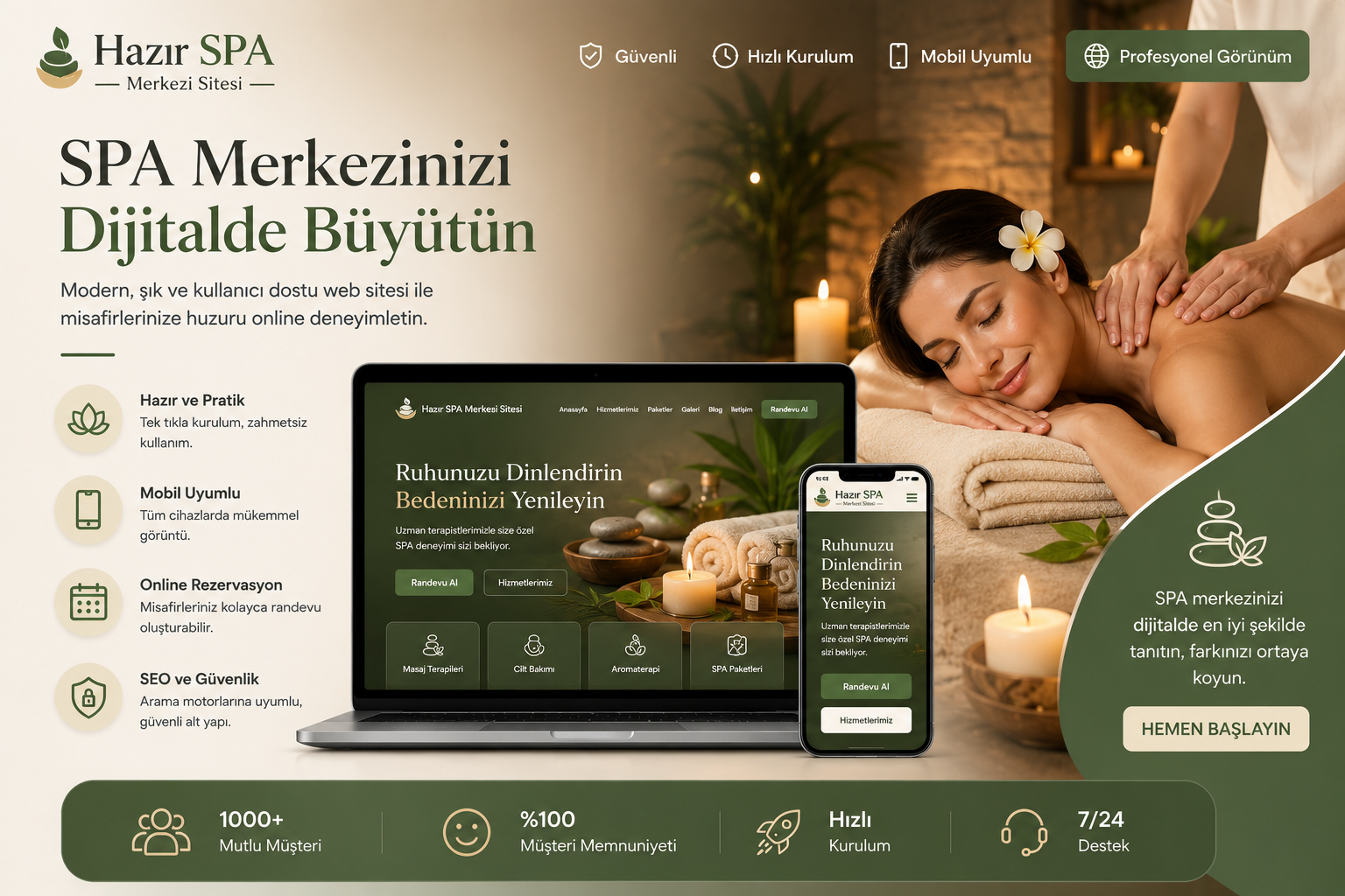 Hazır SPA Merkezi Sitesi tasarımı - hazır web sitesi