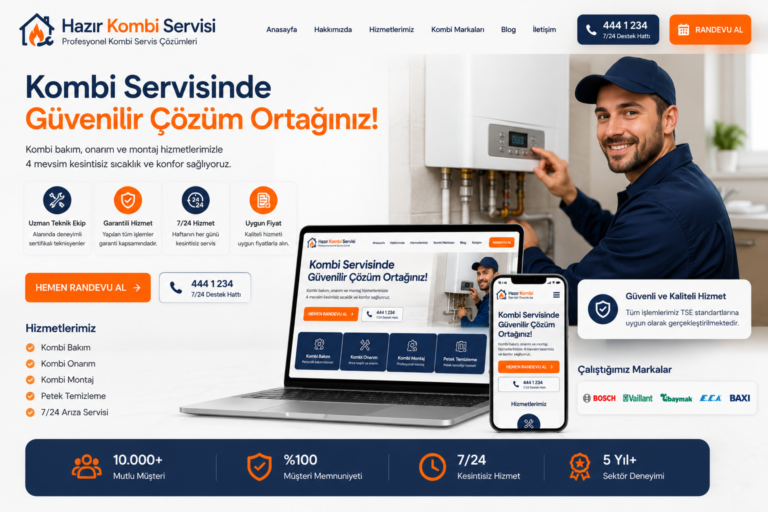 Hazır Kombi Servisi Sitesi tasarımı - hazır web sitesi
