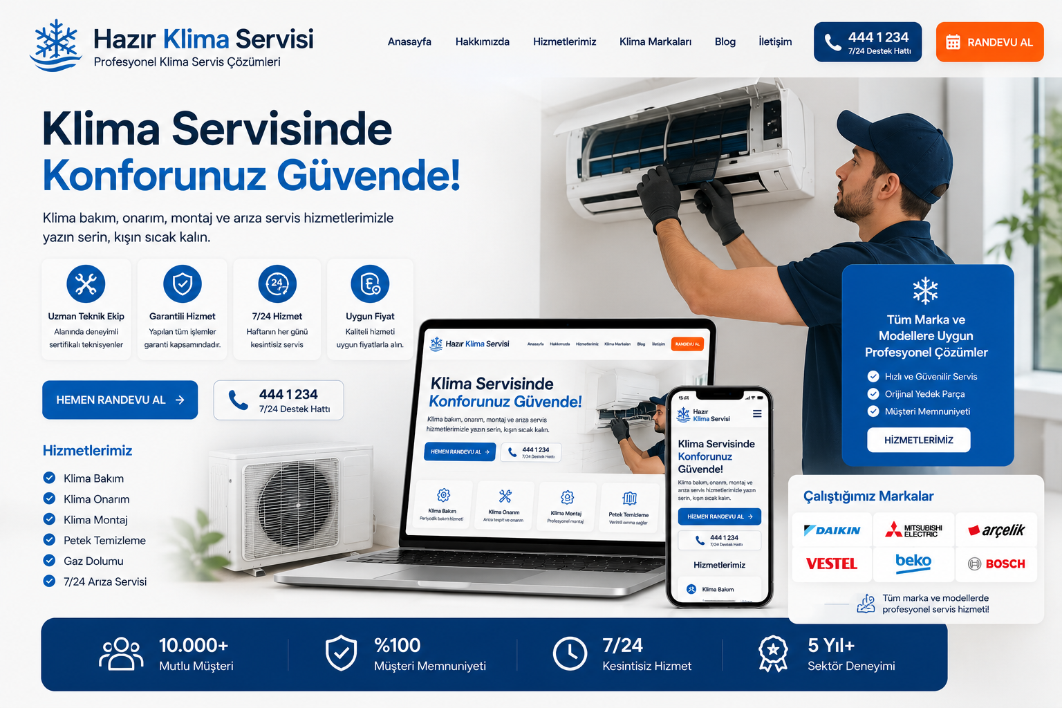 Hazır Klima Servisi Sitesi tasarımı - hazır web sitesi