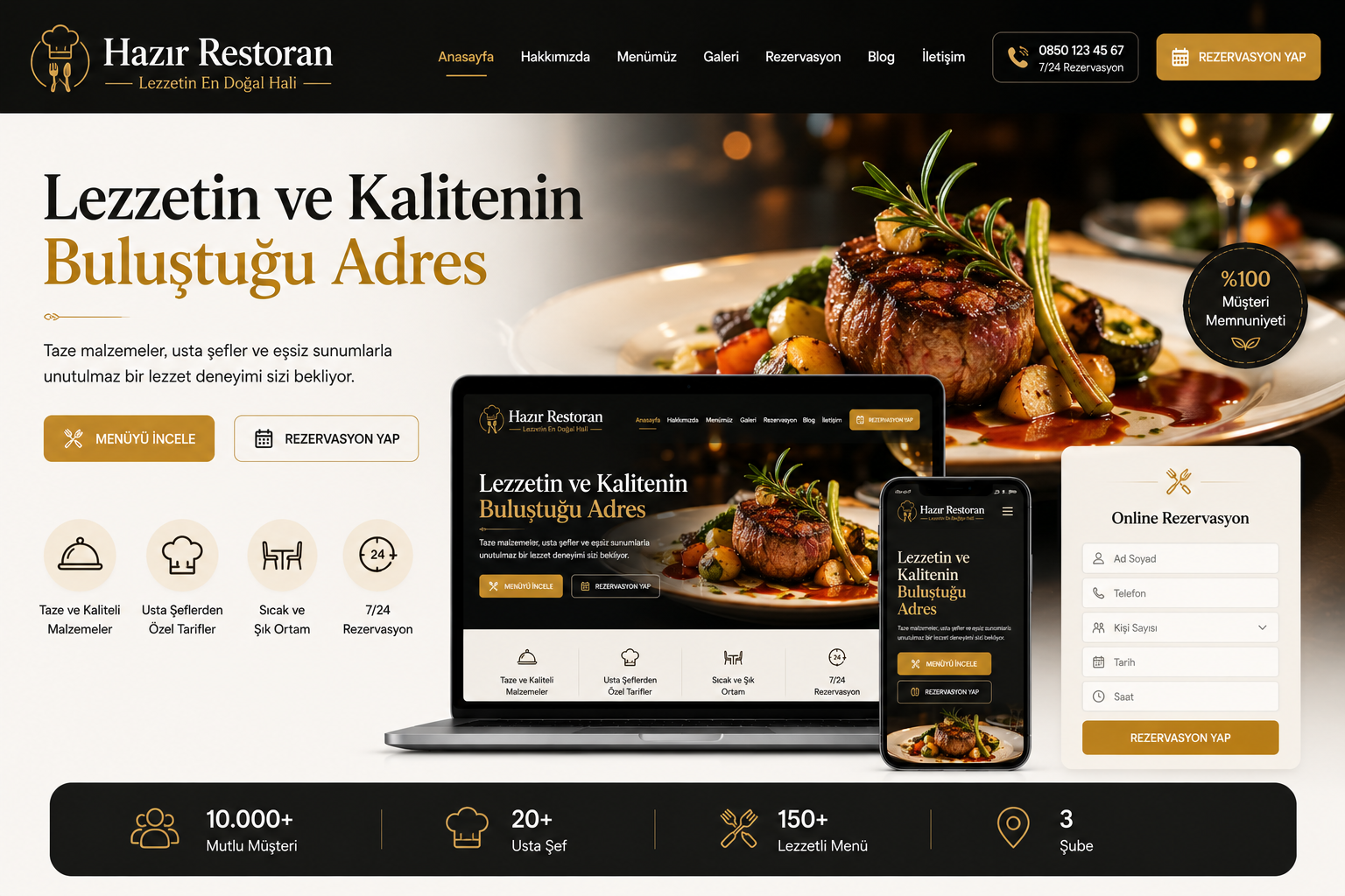 Hazır Restoran Sitesi tasarımı - hazır web sitesi