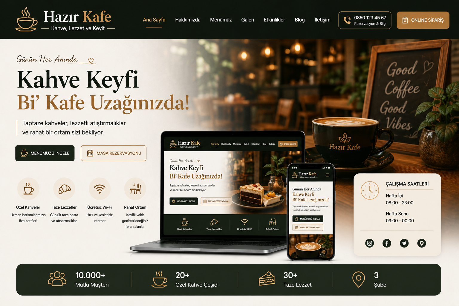 Hazır Kafe Sitesi tasarımı - hazır web sitesi