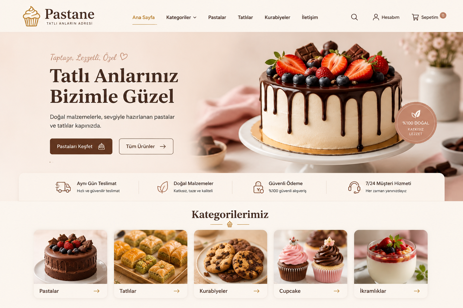 Hazır Pastane Sitesi tasarımı - hazır web sitesi