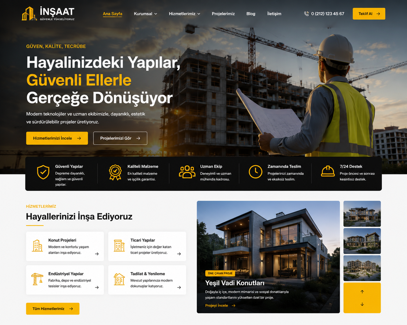 Hazır İnşaat Sitesi tasarımı - hazır web sitesi