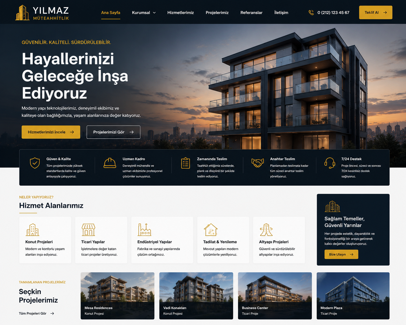 Hazır Müteahhit Sitesi tasarımı - hazır web sitesi