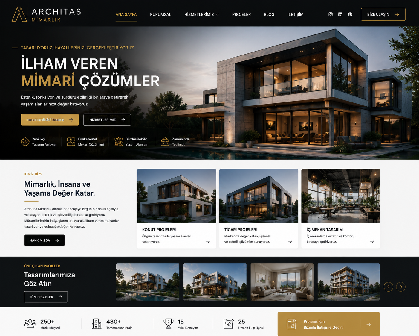Hazır Mimarlık Sitesi tasarımı - hazır web sitesi