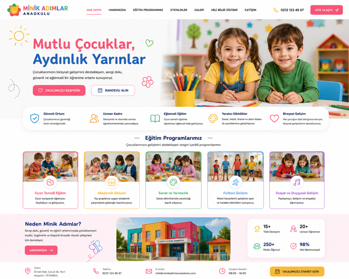 Hazır Anaokulu Sitesi tasarımı - hazır web sitesi