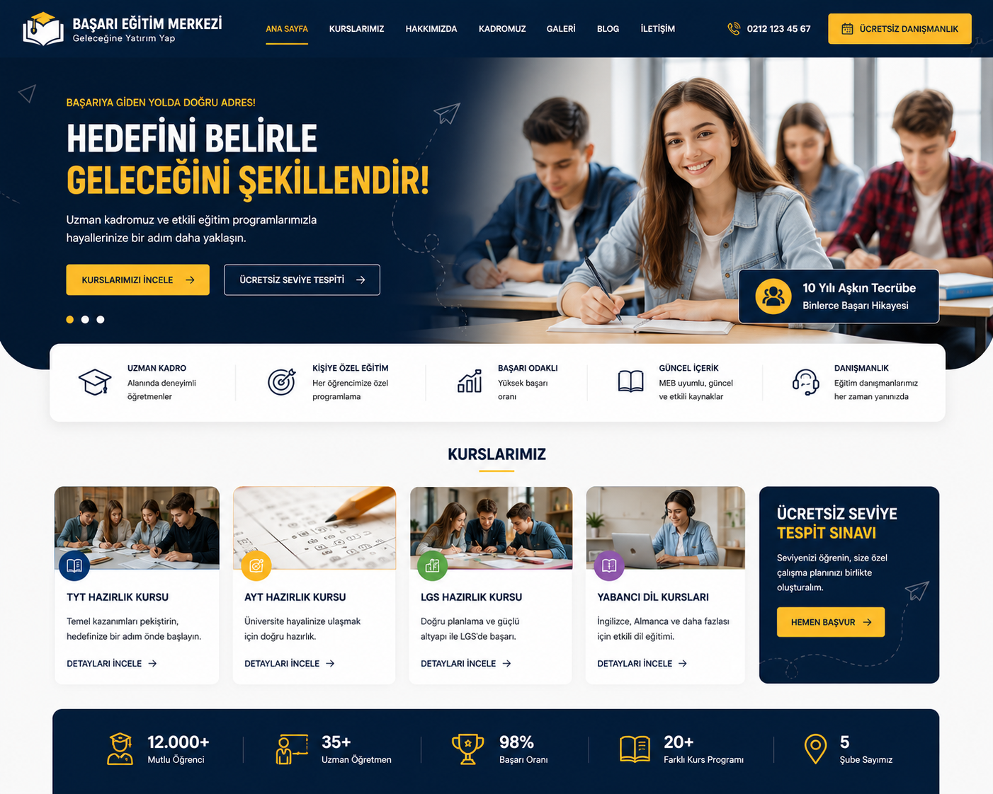 Hazır Eğitim Merkezi Sitesi tasarımı - hazır web sitesi