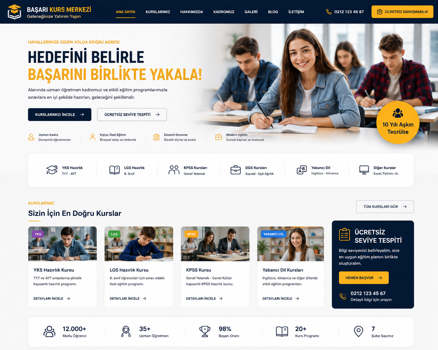 Hazır Kurs Merkezi Sitesi tasarımı - hazır web sitesi